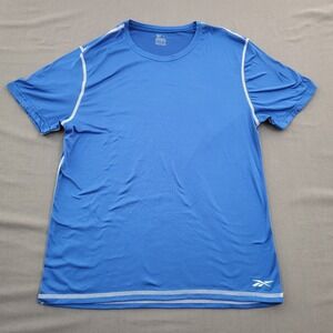 Reebok Performance T-Shirt Mens Large Blue‎ Contrast Stitching Short Sleeve Tee